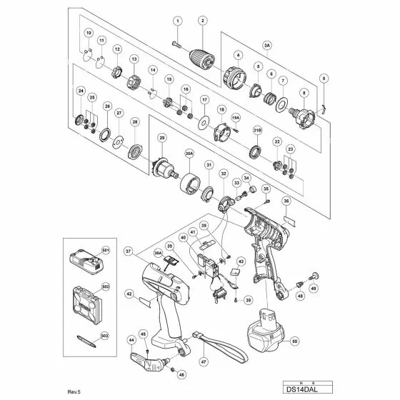 Hitachi DS14DAL Spare Parts List