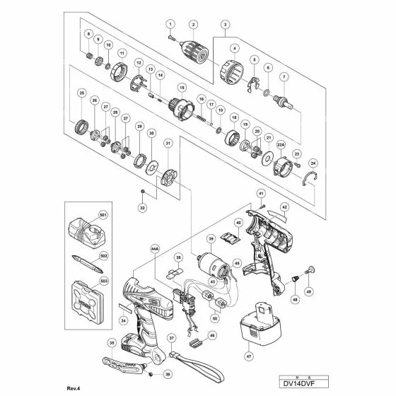 Hitachi DV14DVF Spare Parts List