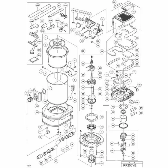 Hitachi RP250YE Spare Parts List