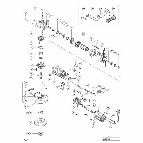 Hitachi G12VA Spare Parts List