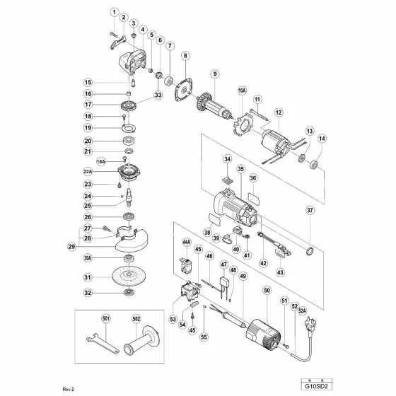 Hitachi G10SD2 Spare Parts List