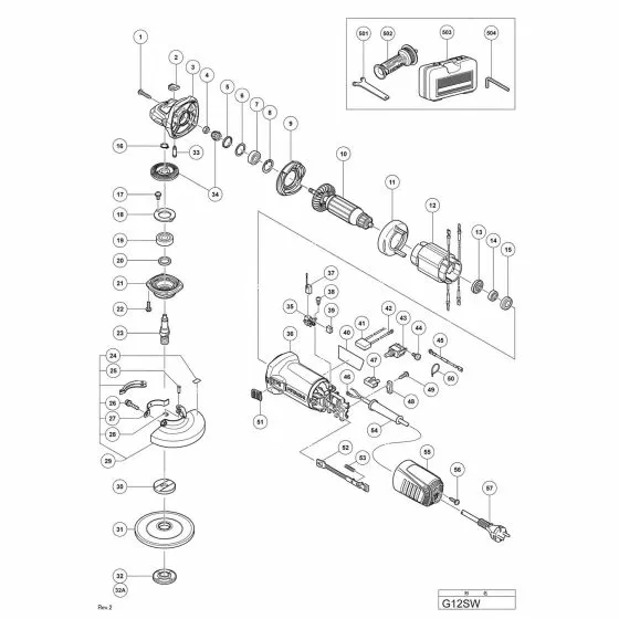 Hitachi G12SW Spare Parts List