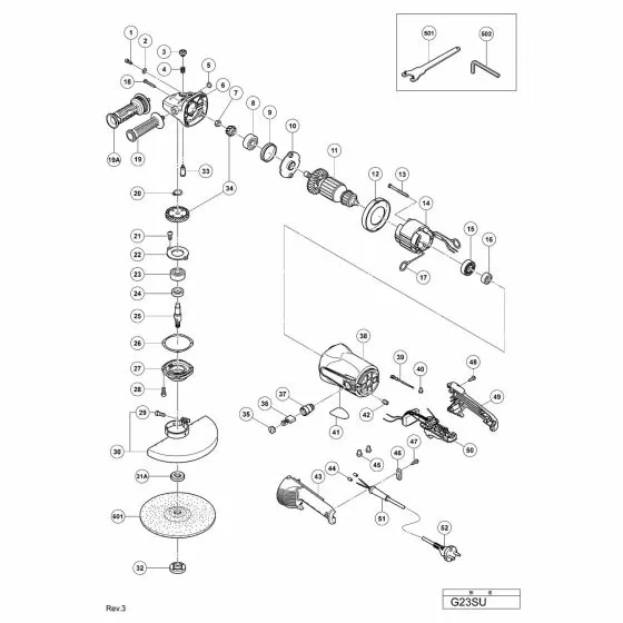 Hitachi G23SU Spare Parts List