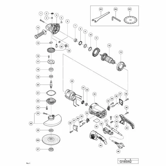 Hitachi G18SW2 Spare Parts List