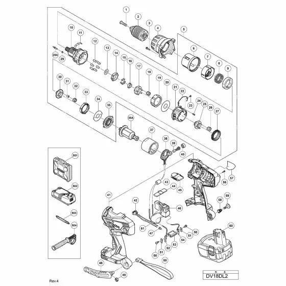 Hitachi DV18DL2 Spare Parts List