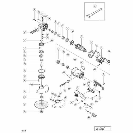 Hitachi G18SR Spare Parts List