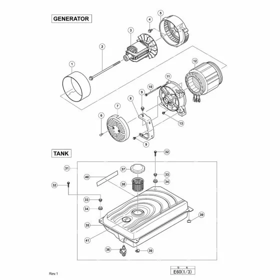 Hitachi E60 Spare Parts List