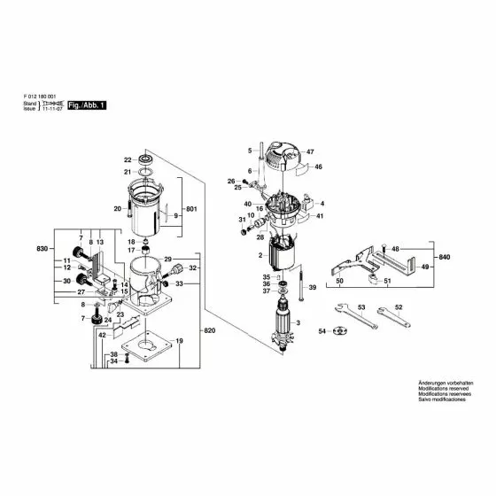 Skil 1800 Spare Parts List Type: F 012 180 0JC 220V RCH