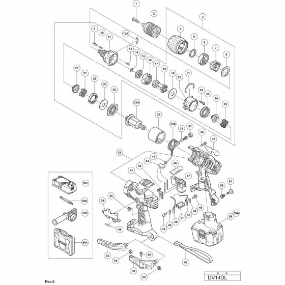 Hitachi DV14DL Spare Parts List