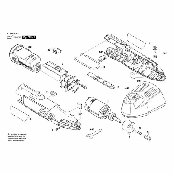 Dremel 8200 Spare Parts List Type: F 013 820 054