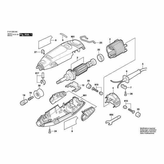 Dremel 3000 Spare Parts List Type: F 013 300 021