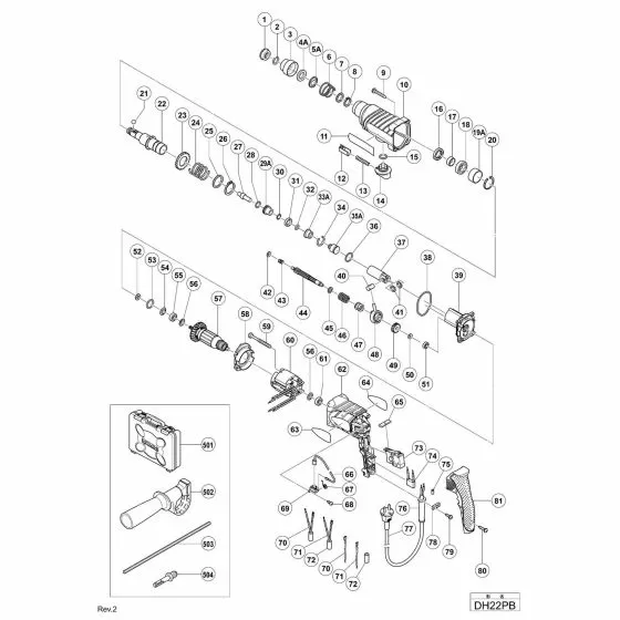 Hitachi DH22PB Spare Parts List