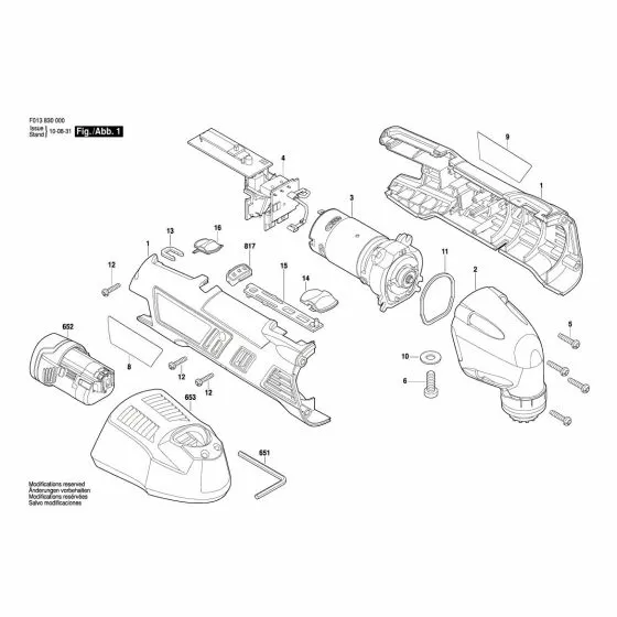 Dremel 8300 Spare Parts List Type: F 013 830 000