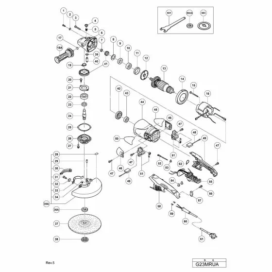 Hitachi G23MRUA Spare Parts List