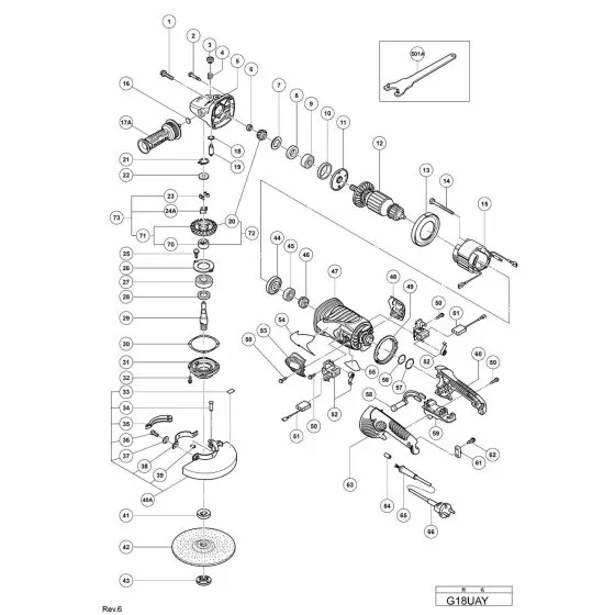 Hitachi G18UAY Spare Parts List