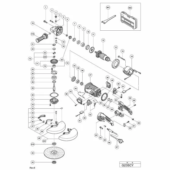 Hitachi G23SCY Spare Parts List