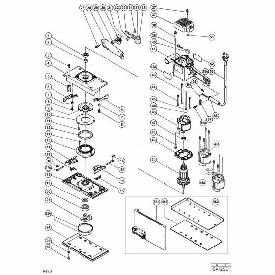 Hitachi SV12SD Spare Parts List