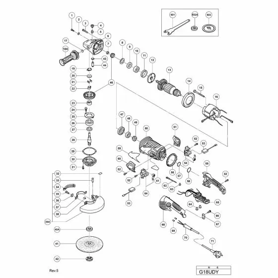 Hitachi G18UDY Spare Parts List