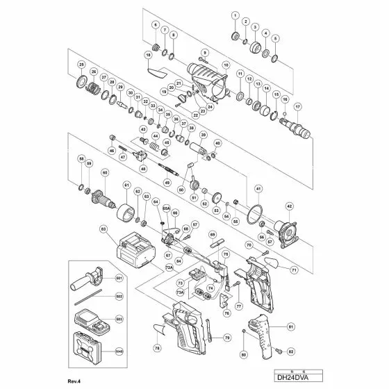 Hitachi DH24DVA Spare Parts List