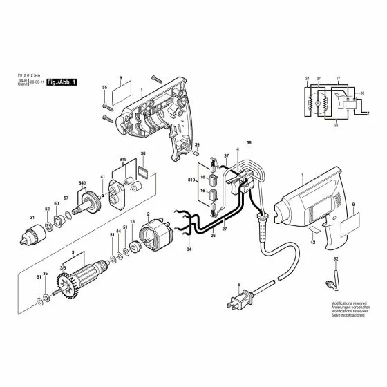 Skil 6125 Spare Parts List Type: F 012 612 54A 120V USA