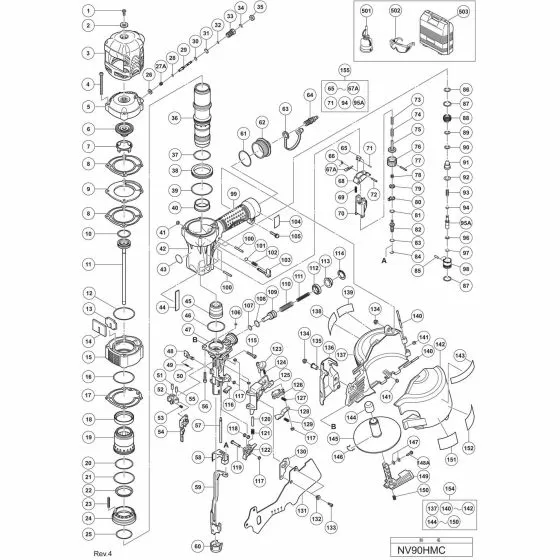 Hitachi NV90HMC Spare Parts List