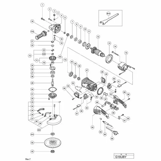 Hitachi G18UBY Spare Parts List