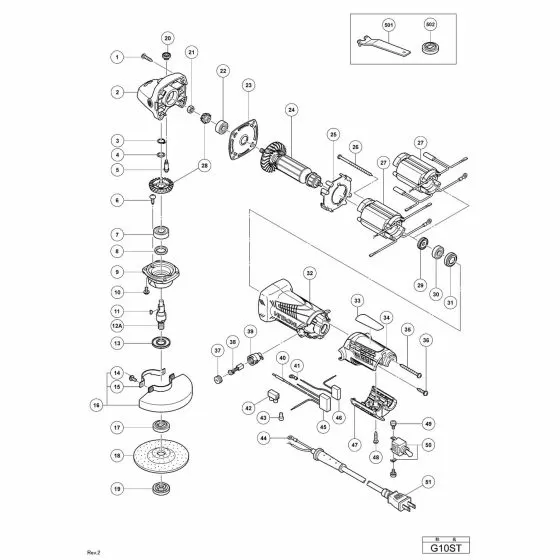 Hitachi G10ST Spare Parts List