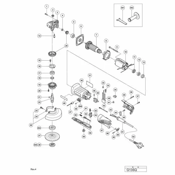 Hitachi G13SQ Spare Parts List