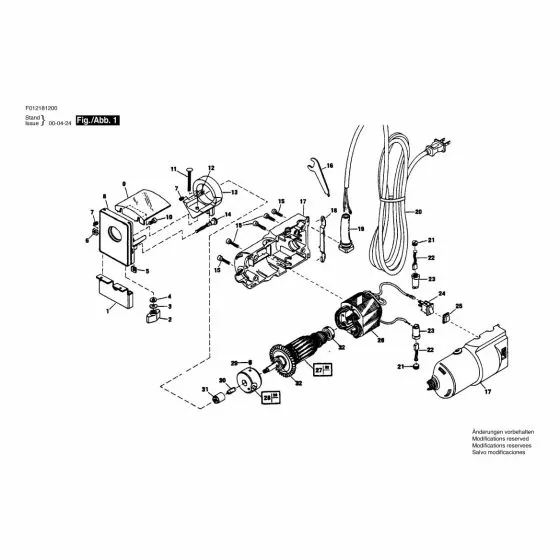 Skil 1812 Spare Parts List Type: F 012 181 299 120V USA