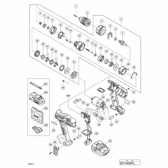 Hitachi DV14DSFL Spare Parts List