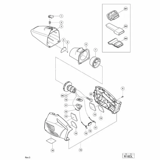 Hitachi R18DL Spare Parts List