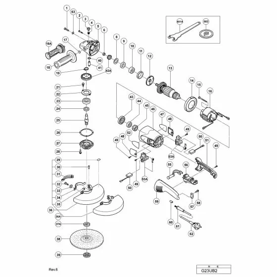 Hitachi G23UB2 Spare Parts List