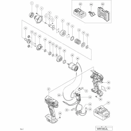 Hitachi WR18DJL Spare Parts List