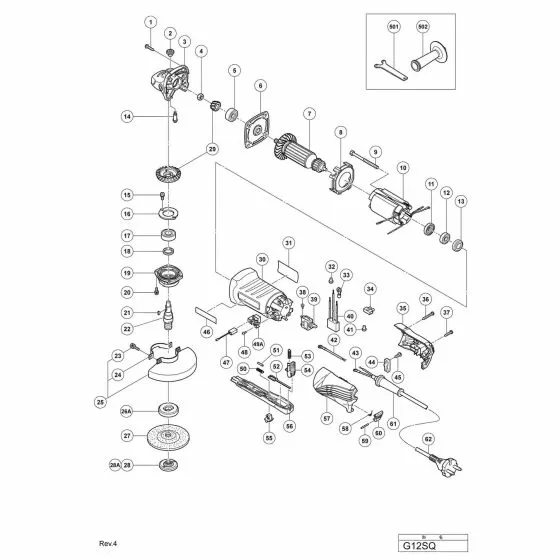 Hitachi G12SQ Spare Parts List