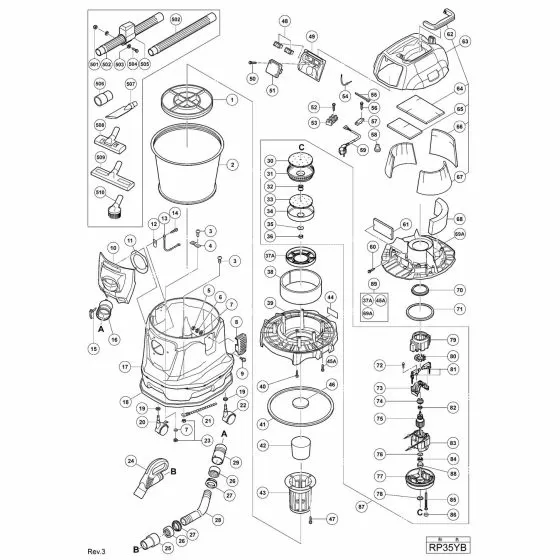 Hitachi RP35YB Spare Parts List