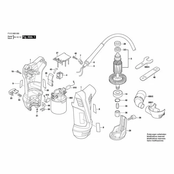 Dremel 9050 Spare Parts List Type: F 013 905 000