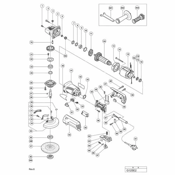 Hitachi G12SE2 Spare Parts List