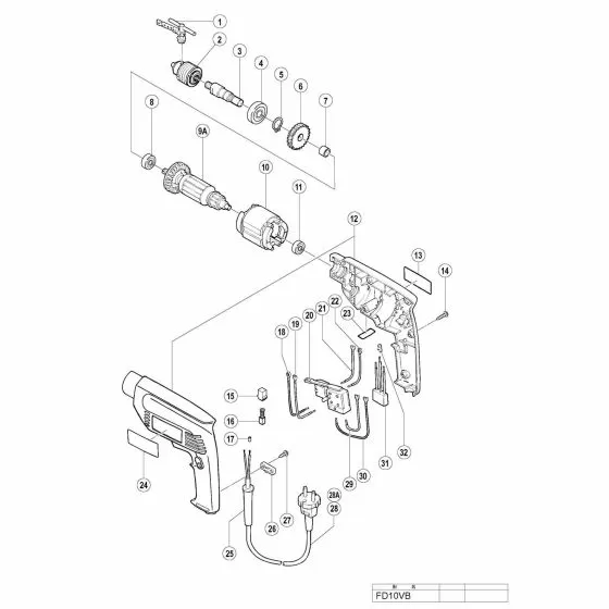 Hitachi FD10VB Spare Parts List