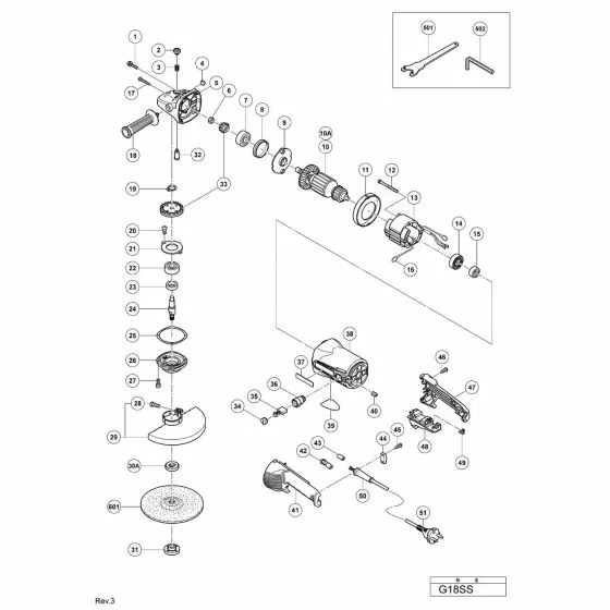 Hitachi G18SS Spare Parts List