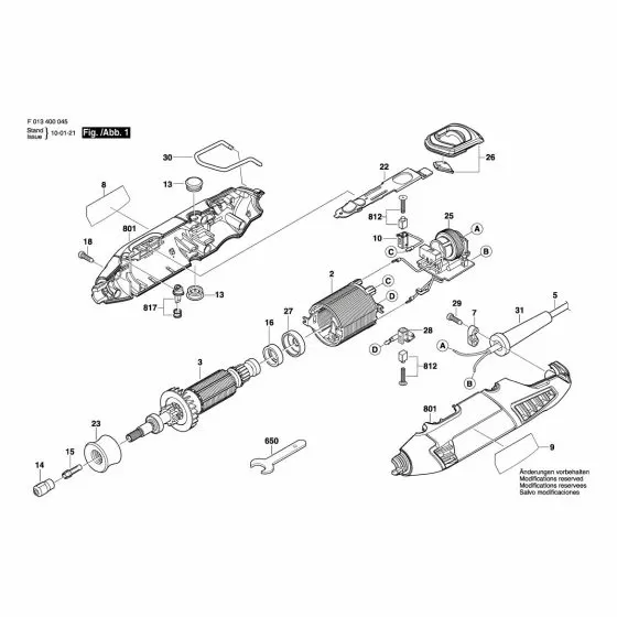 Dremel 4000 Spare Parts List Type: F 013 400 052