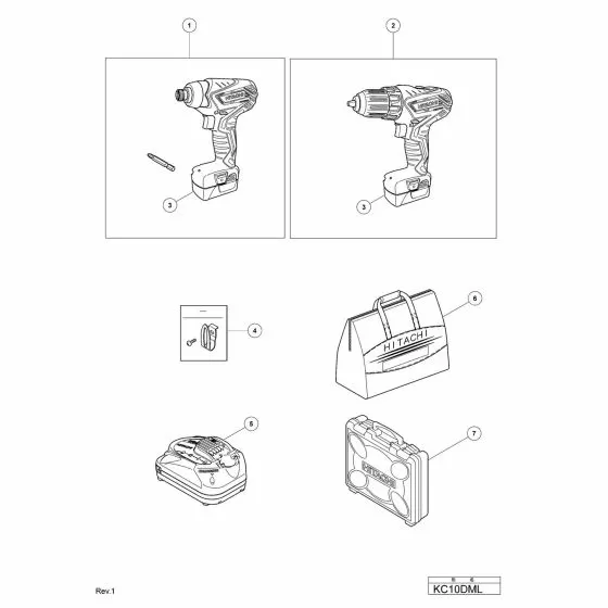 Hitachi KC10DML Spare Parts List