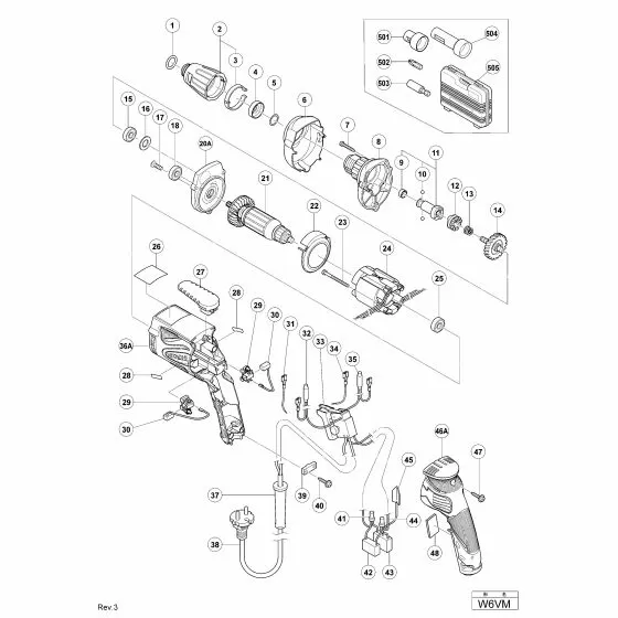 Hitachi W6VM Spare Parts List