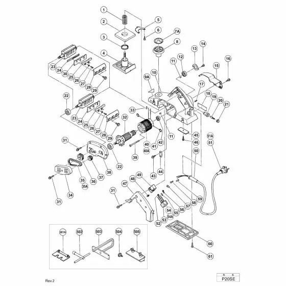 Hitachi P20SE Spare Parts List