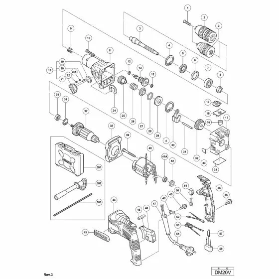 Hitachi DM20V Spare Parts List