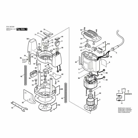 Skil 1823 Spare Parts List Type: F 012 182 300 120V USA