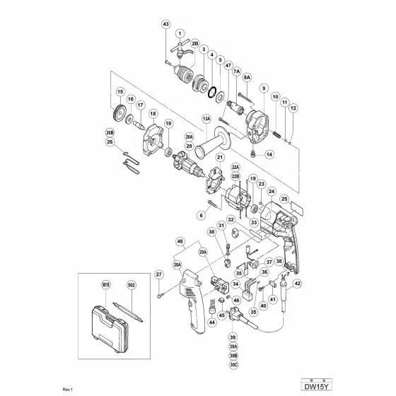 Hitachi DW15Y Spare Parts List