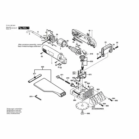 Skil 1820 Spare Parts List Type: F 015 182 0A1 230V EU