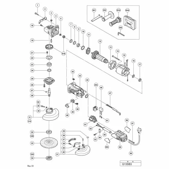 Hitachi G13SB3 Spare Parts List