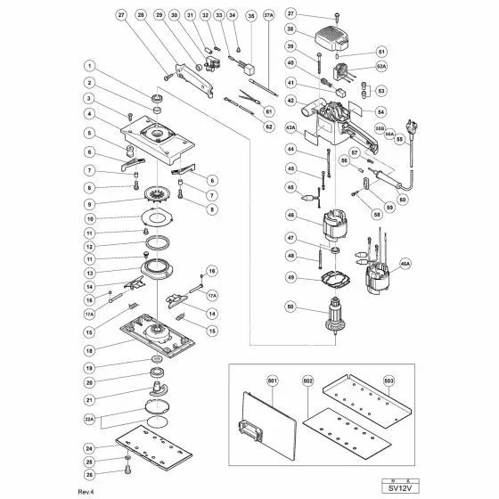 Hitachi SV12V Spare Parts List