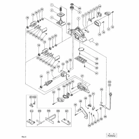 Hitachi P20SA2 Spare Parts List